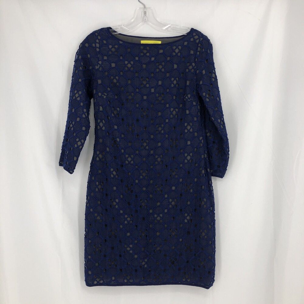 Catherine Malandrino Navy Lace Overlay Sheath Dress Size 2